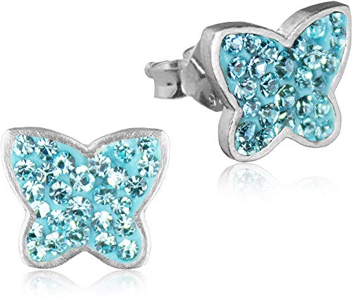 LUISIA® Ohrringe Schmetterling Kristallen von Swarovski® - 925 Sterling Silber - Hellblau von LUISIA