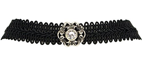 LUISIA Kropfband Brienne mit Ornament Swarovski - Schwarz - Wunderschöner Choker zu Dirndl Tracht Gothic Burlesque von LUISIA