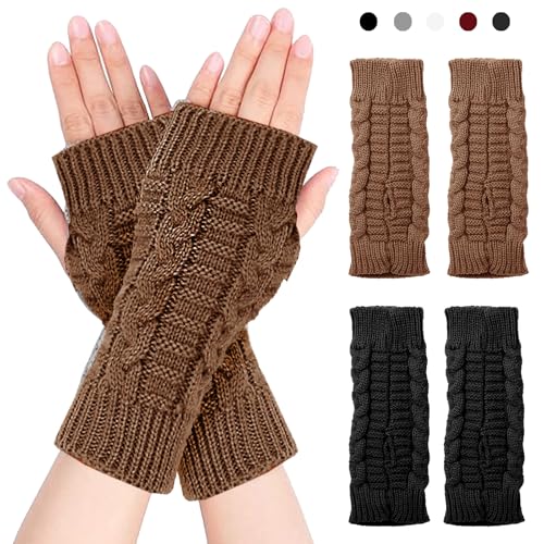 LUKIUP 2 Paar Pulswärmer Damen, Fingerlose Handschuhe, Handstulpen, Arm Warmers, Weicher Strick, Warm Strick Pluswärmer Winter Armstulpen LUKIUP 2 Paar Pulswärmer Damen, Fingerlose Handschuhe, Handstulpen, Arm Warmers, Weicher Strick, Warm Strick Pluswärmer Winter Armstulpen von LUKIUP