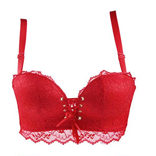 LULUZ Damen Blumen Spitze Tube Top BH Push Up trägerlos Bustier Bequem Bra Mit vielen Funktionen Schnür-BH Basic Ungepolstert BH von LULUD