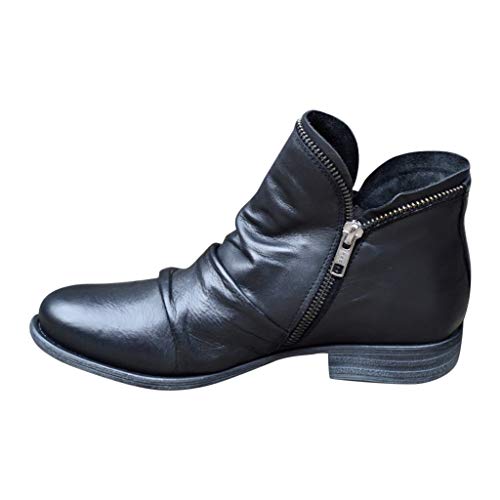 LULUZ Stiefeletten Damen Ankle-Boots Schuhe Bequem Damenschuhe Mode Elegant Halbstiefel Flach Spitze Stiefel Kurzstiefel mit Reissverschluss von LULUD