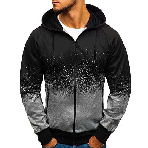 Sweatshirt Jacke Herren,Herren Hoodie Mit Schalkragen Herren Slim Fit Cardigan Mit Reißverschluss Zipper Kapuzenpullover Sweatshirt Casual Leichter Kapuzenjacke Lässige Hoodie Winter Jacket Coat von LUNULE