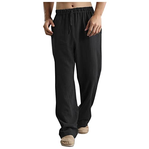 Trainingshose Herren Track Pants Baggy Jogginghose Herren Sommer Einfarbig Freizeithose Leicht Loose Fit Sommerhose Weit Hose Für Urlaub Strand Alltag Business von LUNULE