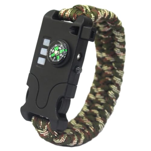 LUOFENG Outdoor-Überlebens-Armbänder, taktisch, Paracord-Armbänder, Kompasse, Pfeife, Taschenlampe, Multitool für Wanderungen, Reisen, Camping von LUOFENG