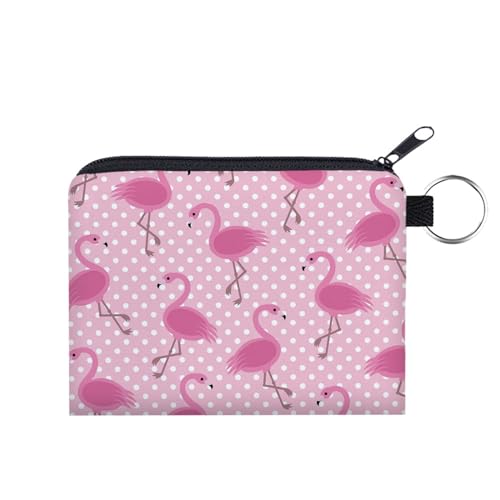 LUOFENG Stilvolle Geldbörse mit Flamingo-Aufdruck, kleine Handtasche für Damen und Herren, Polyester-Geldbörse, einzigartig für Handy, Geld, Karten und Schlüssel von LUOFENG