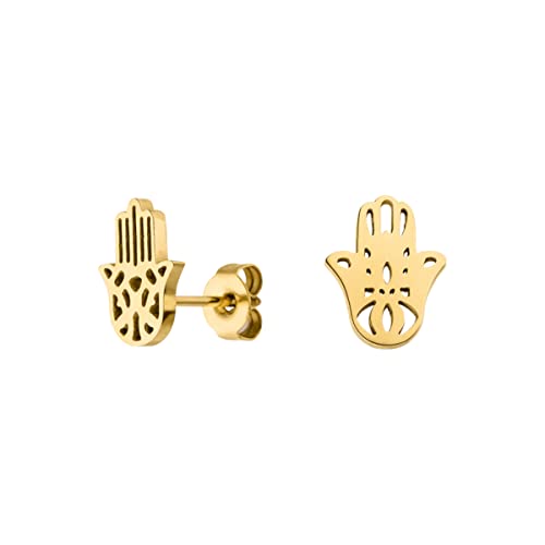 LUUK LIFESTYLE Ohrringe mit Hamsa | Fatima Hand Muster, trendiger Sommerschmuck, Schutzsymbol, Edelstahl, Modeschmuck für den Alltag, Sommer, Geschenkbox, Symbol der Freundschaft, Glücksbringer, Gold von LUUK LIFESTYLE