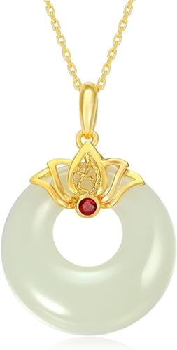 LUbrel Jade-Halskette for Damen, 45 cm, Halskette, weißer Jade-Schmuckanhänger for Damen, Peridot-Topas (Gem Color: White) von LUbrel