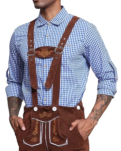 LVCBL Herren Hemd Kariertes Freizeithemd Langarm Casual Bügelleicht Holzfäller Hemden Blau 3XL von LVCBL