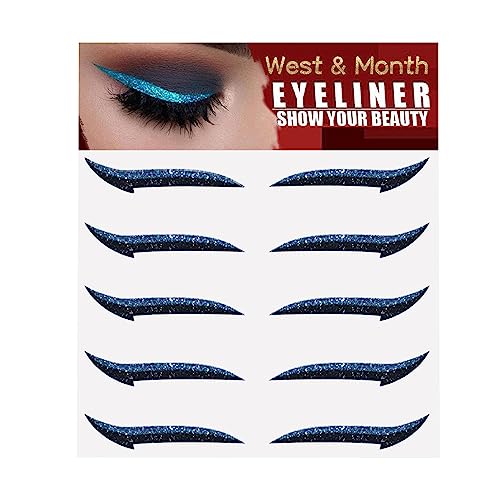 Glitzer-Eyeliner zum Aufkleben - 5 Paar glitzernde, selbstklebende Eyeliner-Schablonen,Aufkleber-Eyeliner-Werkzeug, Make-up-Eyeliner-Aufkleber, geflügelte Eyeliner-Schablone für Lvtfco von LVTFCO