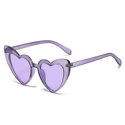 Herzförmige Sonnenbrille für Damen, Katzenaugen-Sonnenbrille, luxuriös, Retro, Liebe, Schwarz/Rot, Brillen für Herren, Übergröße, Klar/Lila, Einheitsgröße von LVTFCO