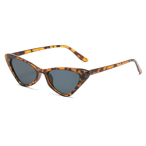 Kleine Katzenaugen-Sonnenbrille für Damen, Retro, dreieckige Sonnenbrille, Herren, Sonnenbrille, Schutz, modische Brille, Luxus, UV400, Leopard von LVTFCO