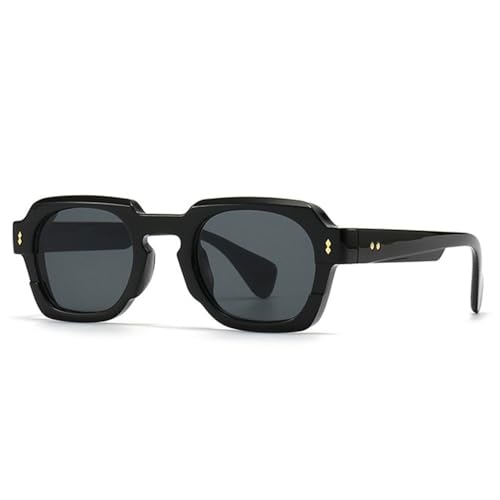 LVTFCO Beliebte Fashion Square Damen Sonnenbrille Vintage Punk Gradient Eyewear Herren Nieten Sonnenbrille, Schwarz Grau, Einheitsgröße von LVTFCO