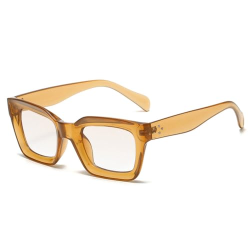 LVTFCO Beliebte Mode Cat Eye Damen Sonnenbrille Retro Klar Farbverlauf Brillen Herren Quadratische Sonnenbrille UV400,Champagner klar,Einheitsgröße von LVTFCO