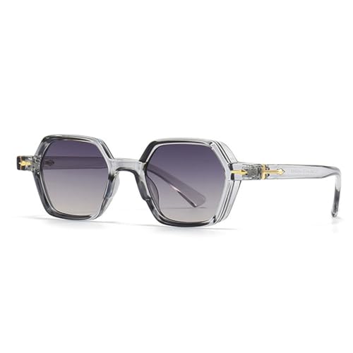 LVTFCO Beliebte Mode Kleine Polygon Quadrat Sonnenbrille Frauen Farbverlauf Shades UV400 Männer Trend Nieten Dekoration Sonnenbrille, Grau grau Farbverlauf, Einheitsgröße von LVTFCO