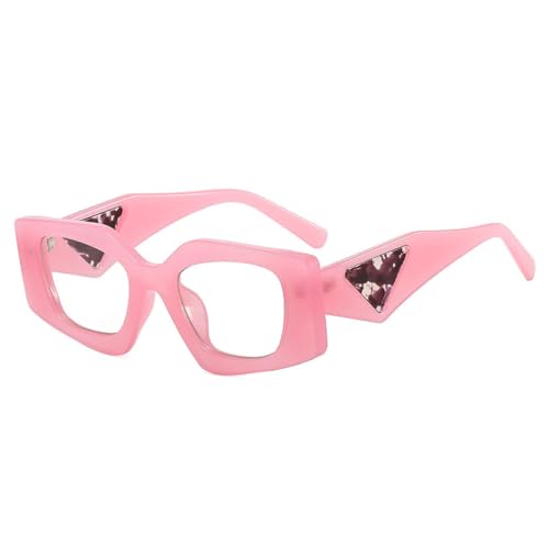 LVTFCO Beliebte Mode Polygon Cat Eye Sonnenbrille Frauen Retro Jelly Farbtöne UV400 Männer Klare Brillengestell,Rosa klar,Einheitsgröße von LVTFCO