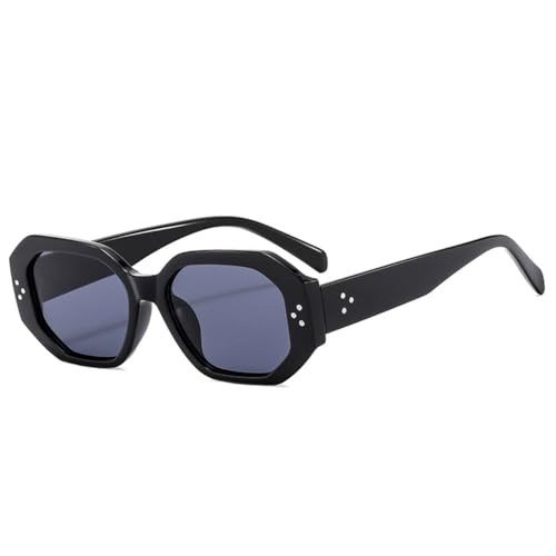 LVTFCO Beliebte Mode Polygon Quadratisch Männer Jelly Farbe Sonnenbrillen Schattierungen UV400 Retro Nieten Dekoration Frauen Sonnenbrille,Schwarz Grau,Einheitsgröße von LVTFCO