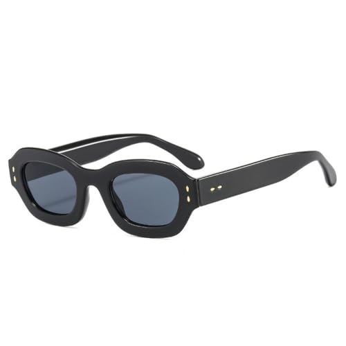 LVTFCO Beliebte Mode Polygon Quadratische Frauen Sonnenbrille Shades UV400 Retro Nieten Dekor Männer Trend Blau Grün Sonnenbrille, Schwarz grau, Einheitsgröße von LVTFCO