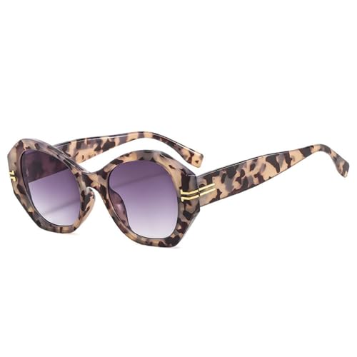 LVTFCO Beliebte Mode Unregelmäßige Cat Eye Sonnenbrille Frauen Retro Gradient Shades UV400 Männer Polygon Leopard Sonnenbrille, Muster grau, Einheitsgröße von LVTFCO