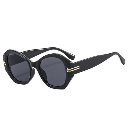 LVTFCO Beliebte Mode Unregelmäßige Cat Eye Sonnenbrille Frauen Retro Gradient Shades UV400 Männer Polygon Leopard Sonnenbrille, Schwarz grau, Einheitsgröße von LVTFCO