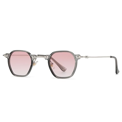 LVTFCO Beliebte Mode kleine quadratische Frauen Sonnenbrille Retro Nieten Männer klare Verlaufsglas Sonnenbrille, grau rosa Farbverlauf, Einheitsgröße von LVTFCO