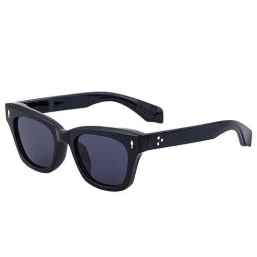 LVTFCO Beliebte modische Herren-Katzenaugen-Sonnenbrille, Vintage-Nieten, Punk-Farbverlauf, UV400, quadratische Damen-Sonnenbrille, glänzendes Schwarzgrau, Einheitsgröße von LVTFCO