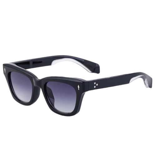 LVTFCO Beliebte modische Herren-Katzenaugen-Sonnenbrille, Vintage-Nieten, Punk-Farbverlauf, UV400, quadratische Damen-Sonnenbrille, schwarz-grauer Farbverlauf, Einheitsgröße von LVTFCO