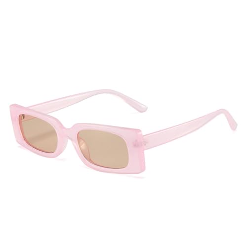 LVTFCO Beliebte modische Sonnenbrille in Bonbonfarben für Damen, Retro, kleine rechteckige Sonnenbrille, UV400, für Herren, Jelly Tea, quadratische Sonnenbrille, Lila, Champagner, Einheitsgröße von LVTFCO