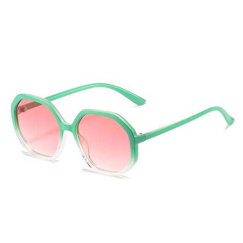 LVTFCO Beliebte modische quadratische Polygon-Sonnenbrille für Damen, Vintage, Bonbonfarben, Brillen für Herren, UV400-Schutz, Sonnenbrille mit Farbverlauf, Grün-Rosa-Farbverlauf, Einheitsgröße von LVTFCO