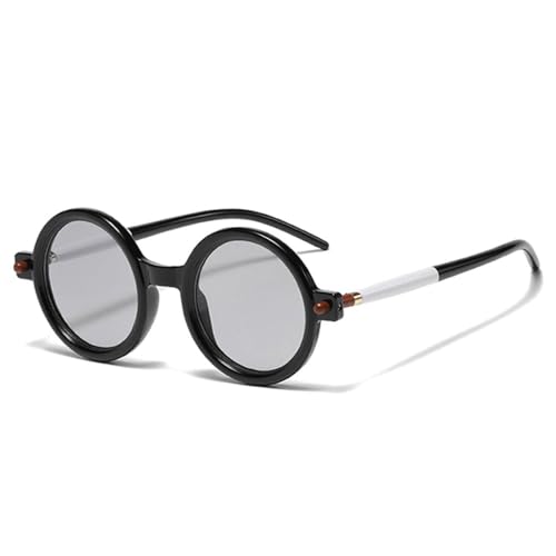 LVTFCO Beliebte modische runde Sonnenbrille für Damen, Retro, zweifarbig, klare Gläser, Brillen für Herren, trendige Sonnenbrillen mit UV400-Schutz, Schwarz, Hellgrau, Einheitsgröße von LVTFCO