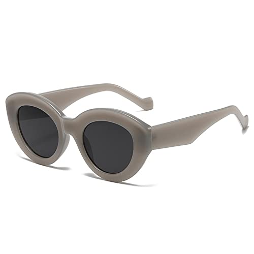 LVTFCO Beliebte modische übergroße Cat-Eye-Sonnenbrille für Damen, Retro-Leoparden-Sonnenbrille, UV400, trendige ovale Sonnenbrille für Herren, Grau, Einheitsgröße von LVTFCO