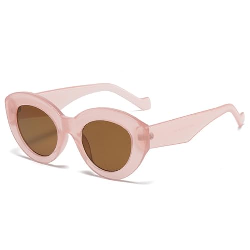 LVTFCO Beliebte modische übergroße Cat-Eye-Sonnenbrille für Damen, Retro-Leoparden-Sonnenbrille, UV400, trendige ovale Sonnenbrille für Herren, Pink Tea, Einheitsgröße von LVTFCO