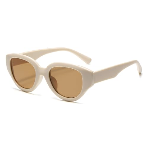 LVTFCO Cat Eye Sonnenbrille Damen Mode Damen Outdoor Sport Sonnenbrille Vintage Herren Fahrradbrille Autofahren UV400 Brille,Beige,Einheitsgröße von LVTFCO