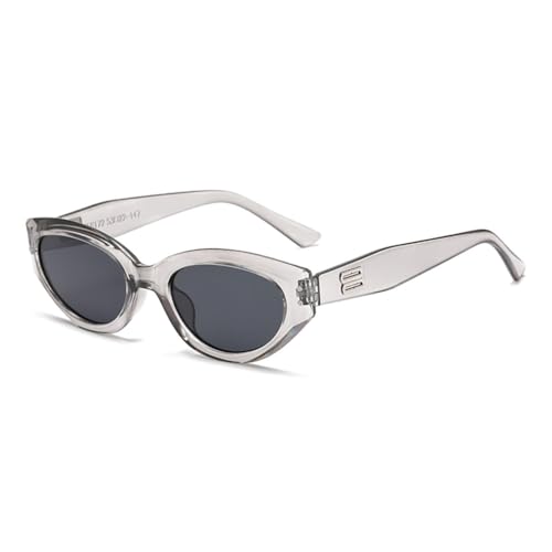 LVTFCO Cat-Eye-Sonnenbrille für Damen, für Damen und Herren, Sutra, Vintage, kleiner Rahmen, Cat-Eye-Sonnenbrille, modische Sonnenbrille, UV400-Schutz, transparent, grau von LVTFCO