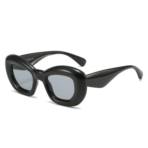 LVTFCO Cat Eye-Sonnenbrille für Damen in Bonbonfarben, modisch, Polygon-Sonnenbrille, Retro-Trend, Punk-Sonnenbrille für Herren, Schwarz/Grau, Einheitsgröße von LVTFCO