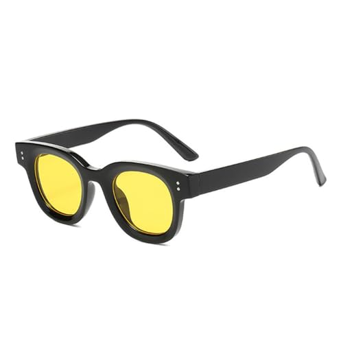 LVTFCO Fashion Square Damen Sonnenbrille mit durchsichtigen Ozeangläsern, Retro-Nieten-Dekoration, Herren-Punk-Leopard-Sonnenbrille, UV400, Schwarz-Gelb, Einheitsgröße von LVTFCO