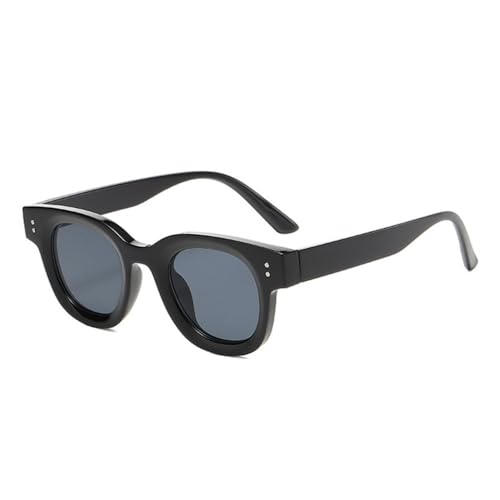 LVTFCO Fashion Square Damen Sonnenbrille mit durchsichtigen Ozeangläsern, Retro-Nieten-Dekoration, Herren-Punk-Leoparden-Sonnenbrille, UV400, Schwarz-Grau, Einheitsgröße von LVTFCO