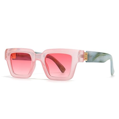 LVTFCO Fashion Square Frauen Luxus Sonnenbrille Vintage Candy Farbe Klar Farbverlauf Brillen Männer Punk Sonnenbrille, Rosa Rosa Farbverlauf, Einheitsgröße von LVTFCO