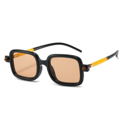 LVTFCO Fashion Square Sonnenbrille Damen Shades UV400 Vintage Nieten Herren Punk Clear Gradient Sonnenbrille, Schwarz Champagner, Einheitsgröße von LVTFCO