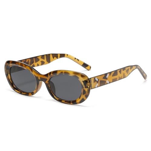 LVTFCO Individualität Einfache Ovale Sonnenbrillen Damen Herren Vintage Retro Schwarze Sonnenbrille Damenmode Klassisch Kleiner Rahmen UV400,Hawksbill von LVTFCO