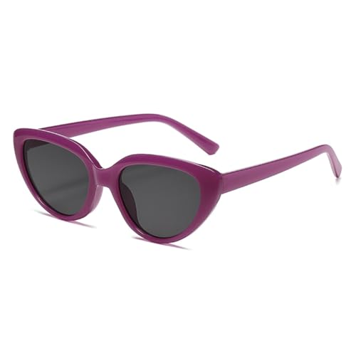 LVTFCO Kleine Katzenaugen-Sonnenbrille für Damen, Bonbonfarben, Sonnenbrille, Retro-Sonnenbrille, Damen, Katzenaugen-Spiegel, Sportbrille, lila von LVTFCO