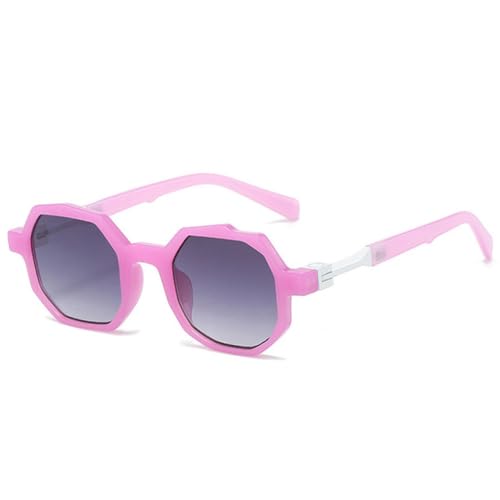 LVTFCO Kleine quadratische, polygonale, unregelmäßige Sonnenbrille für Damen, modisch, klare Farbverlauf-Sonnenbrille, UV400, Punk-Sonnenbrille für Herren, Lila-Grau-Farbverlauf, Einheitsgröße von LVTFCO