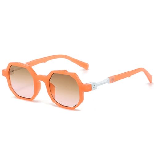 LVTFCO Kleine quadratische Polygon-Sonnenbrille mit unregelmäßigem Verlauf, für Damen, modisch, UV400, Punk-Sonnenbrille für Herren, Orange, Teerosa, Einheitsgröße von LVTFCO