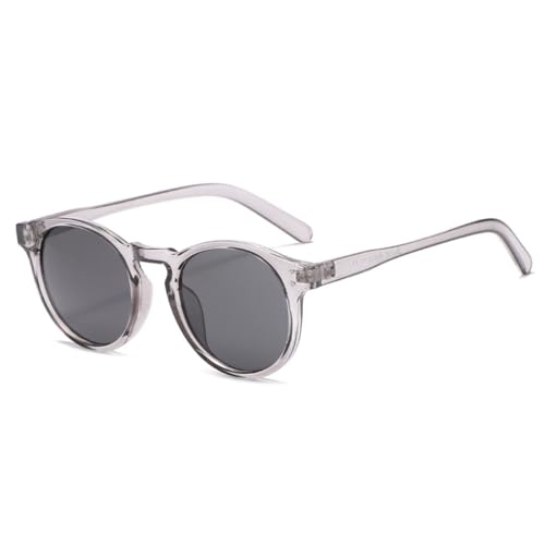 LVTFCO Kleine runde Sonnenbrille für Damen und Herren, klassisch, Retro, fürs Autofahren im Freien, grün/schwarz, Acetat, Nieten, Sonnenbrille, Grau von LVTFCO