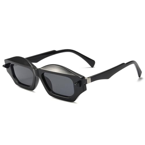 LVTFCO Mode Einzigartige Polygon Cat Eye Doppelte Farbe Sonnenbrille Frauen Retro Männer Trending Nieten Gradienten Sonnenbrille, Schwarz Grau, Einheitsgröße von LVTFCO