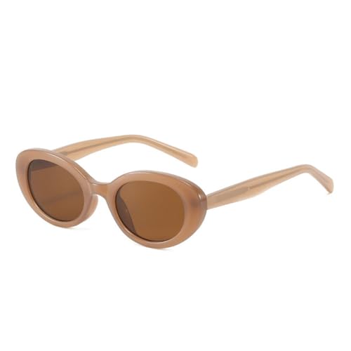 LVTFCO Mode Kleine Ovale Sonnenbrille Frauen Vintage Klar Candy Farbe Brillen Männer Cat Eye Shades UV400 Blau Rosa Sonnenbrille, Transparent Rosa, Einheitsgröße von LVTFCO