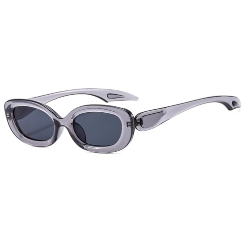 LVTFCO Mode Kleine Rahmen Brille Beliebte Oval Sonnenbrille Persönlichkeit Straße Foto Retro Sonnenbrille,grau von LVTFCO