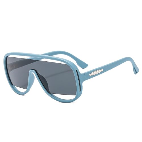 LVTFCO Mode Übergroße Männer Einzigartige Hohle Sonnenbrille Retro Einteilige Farbverlauf Spiegel Shades UV400 Frauen Sonnenbrille, Blau Grau, Einheitsgröße von LVTFCO