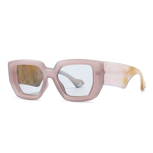 LVTFCO Mode Übergroße Polygon Quadratische Frauen Luxus Sonnenbrille Retro Bunte Farbtöne UV400 Männer Sonnenbrille, Lila hellgrau, Einheitsgröße von LVTFCO