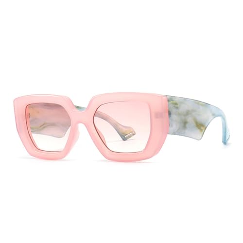 LVTFCO Mode Übergroße Polygon Quadratische Frauen Luxus Sonnenbrille Retro Bunte Farbtöne UV400 Männer Sonnenbrille, Rosa Rosa Farbverlauf, Einheitsgröße von LVTFCO