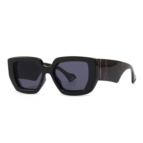 LVTFCO Mode Übergroße Polygon Quadratische Frauen Luxus Sonnenbrille Retro Bunte Farbtöne UV400 Männer Sonnenbrille, Schwarz Grau, Einheitsgröße von LVTFCO